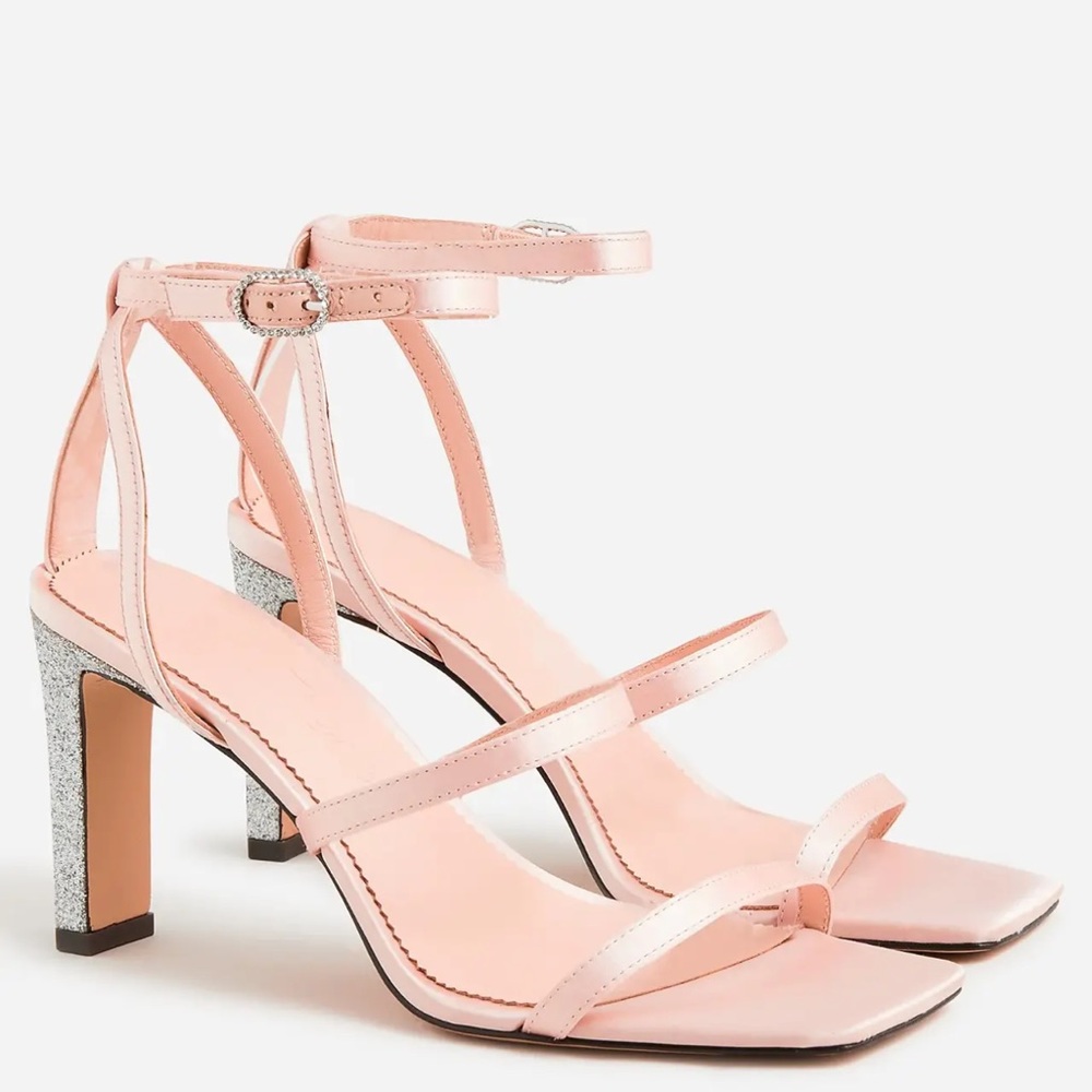 NEW J. Crew Ava Satin Strappy Glitter Heels Sz 9